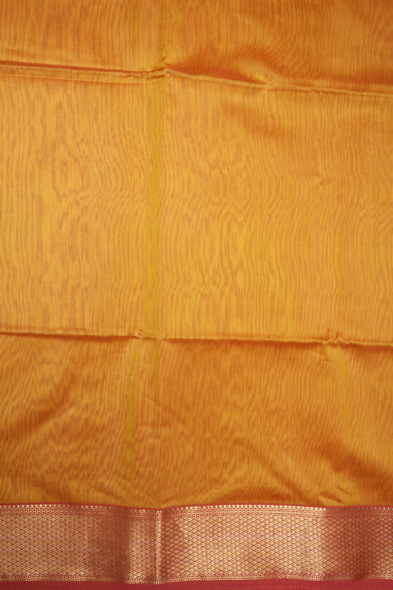Zari Border Plain Honey Orange Maheswari Silk Cotton Saree