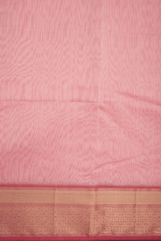 Zari Border Plain Peach Pink Maheswari Silk Cotton Saree