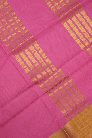 Zari Border Plain Pink Venkatagiri Cotton Saree