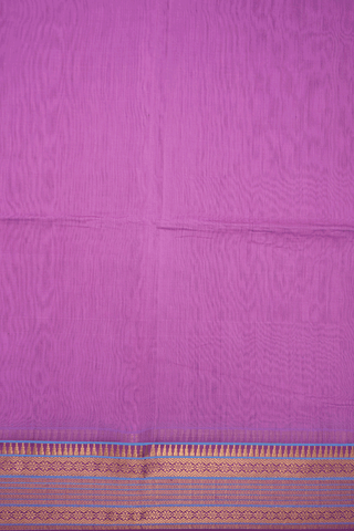 Zari Border Plain Purple Maheswari Silk Cotton Saree