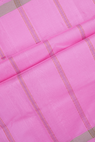 Zari Border Plain Rose Pink Traditional Silk Cotton Saree