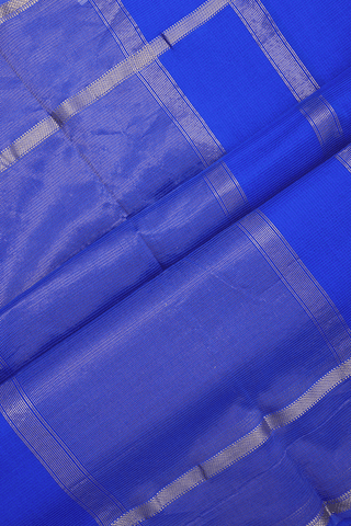 Zari Border Plain Royal Blue Maheswari Silk Cotton Saree