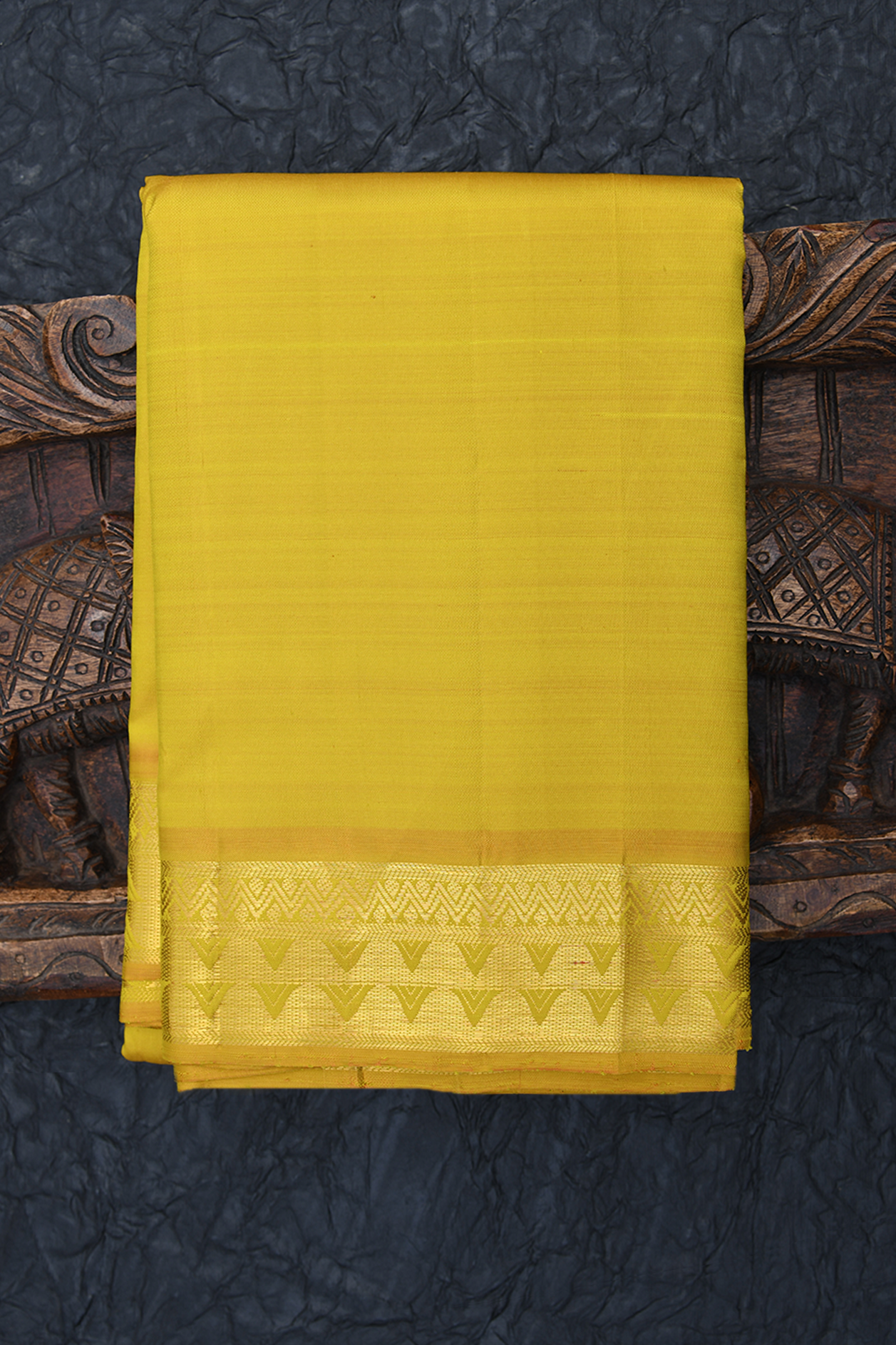 Zari Border Plain Sunflower Yellow Kanchipuram Silk Saree