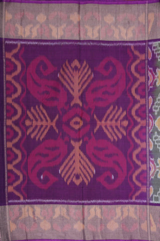 Zari Border With Allover Design Dual Tone Pochampally Kora Silk Cotton Saree