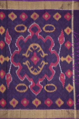Zari Border With Allover Design Multicolor Pochampally Kora Silk Cotton Saree