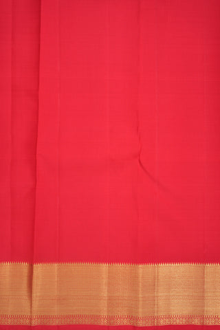Zari Border With Allover Ogee Floral Design Chilli Red Kanchipuram Silk Saree