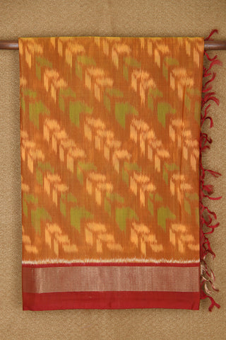 Zari Border With Arrow Design Brown Kora Silk Cotton Saree