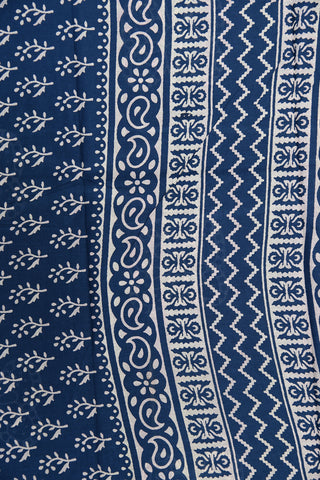 Zari Border With Butterfly Design Navy Blue Ahmedabad Cotton Saree