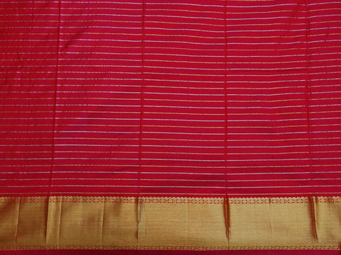 Zari Border With Checks And Buttis Maroon Kanchipuram Silk Unstitched Pavadai Sattai Material