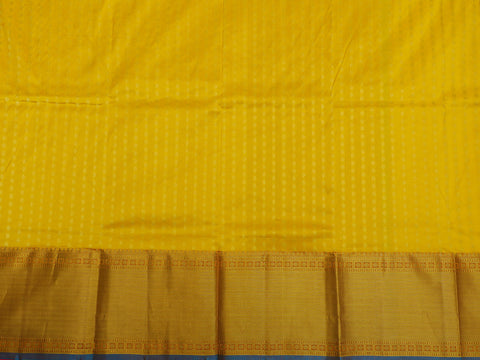 Zari Border With Floral Buttis Melon Yellow Kanchipuram Silk Unstitched Pavadai Sattai Material