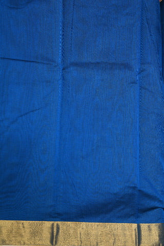 Zari Border With Floral Motif Azure Blue Semi Kora Silk Cotton Saree