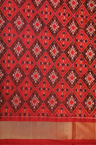 Zari Border With Geometric Pattern Red Pochampally Silk Saree