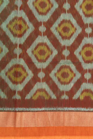 Zari Border With Geometric Pattern Burgundy Kora Silk Cotton Saree