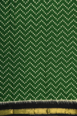 Zari Border With Geometric Pattern Green Printed Ahmedabad Cotton Saree