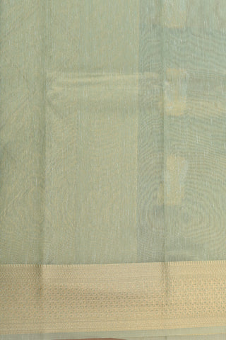 Zari Border With Paisley Buttas Pastel Green Kora Silk Cotton Saree