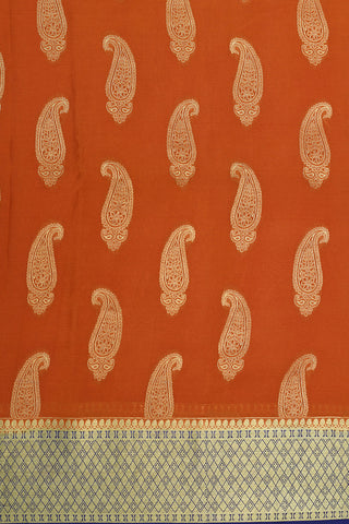 Paisley Buttas Rust Orange Mysore Silk Saree