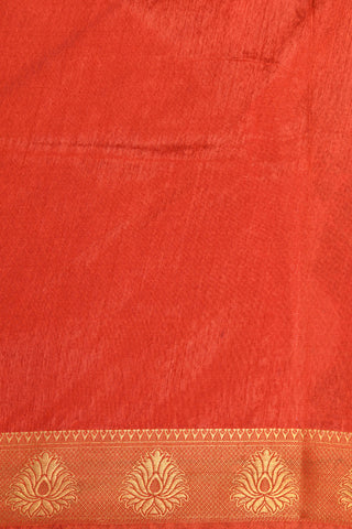 Zari Border With Paisley Digital Printed Ochre Orange Semi Raw Silk Saree