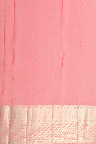 Zari Border With Paisley Motif Peach Pink Kanchipuram Silk Saree