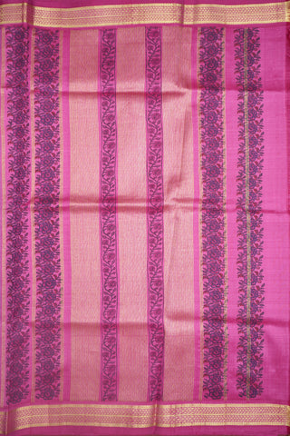 Zari Border With Peacock Printed Purple Kanchipuram Silk Saree