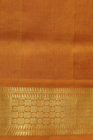 Zari Border With Pendant Motif Rust Orange Poly Cotton Saree