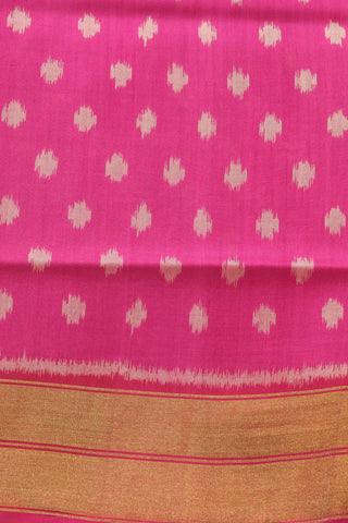 Zari Border With Polka Dots Hot Pink Patola Silk Saree