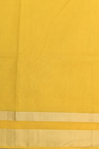 Zari Border With Self Checks Yellow Maheswari Silk Cotton Saree