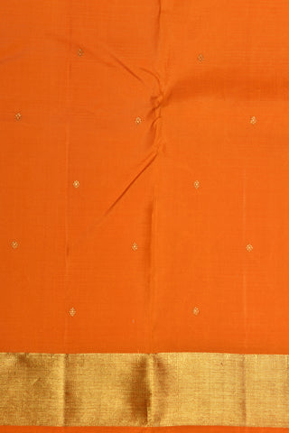 Zari Border With Small Buttis Marigold Orange Kanchipuram Silk Saree