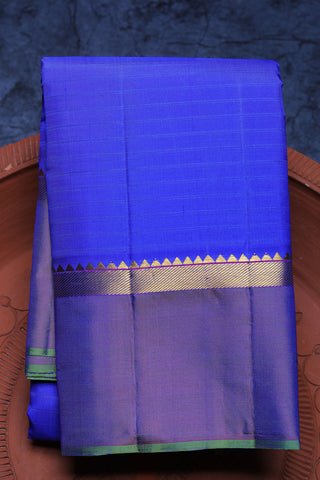 Zari Border In Stripes Cobalt Blue Kanchipuram Silk Saree