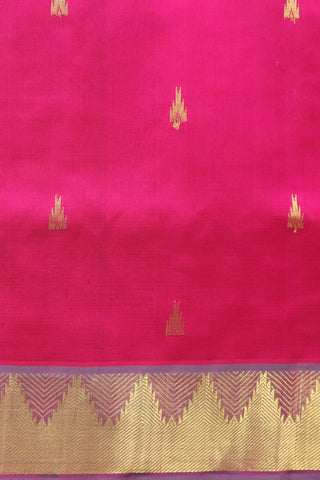 Zari Border With Temple Buttas Hot Pink Poly Cotton Saree