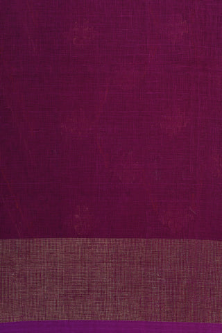 Zari Border With Thread Work Stripes Purple Linen Saree