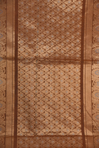 Zari Border With Traditional Paisley Butta Burgundy Kora Silk Cotton Saree