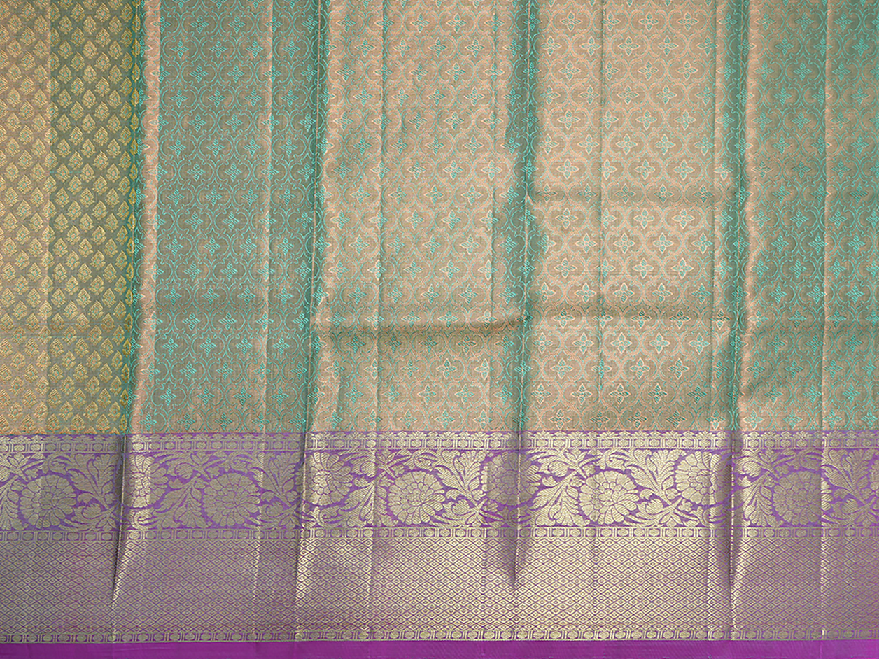 Zari Buttas Dual Tone Tissue Unstitched Pavadai Sattai Material