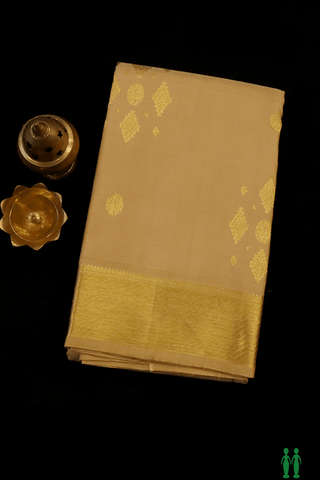 Zari Buttas Biscuit Color Kanchipuram Silk Saree