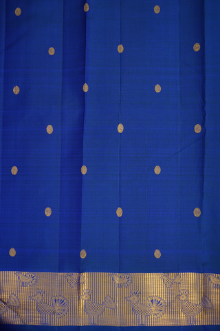 Zari Buttas Cerulean Blue Kanchipuram Silk Saree