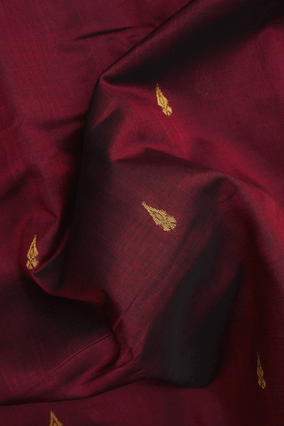 Zari Buttas Dark Maroon Traditional Silk Cotton Saree