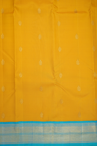 Floral Zari Motifs Honey Yellow Kanchipuram Silk Saree