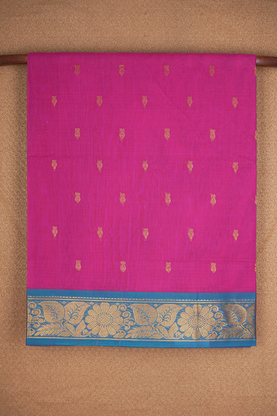Pink and Green Venkatagiri Cotton Handloom Saree with Checks Design v0 –  Uppada