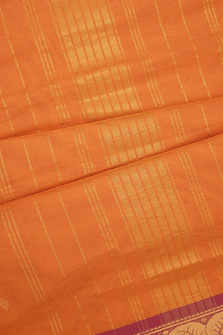 Zari Buttas Royal Orange Venkatagiri Cotton Saree