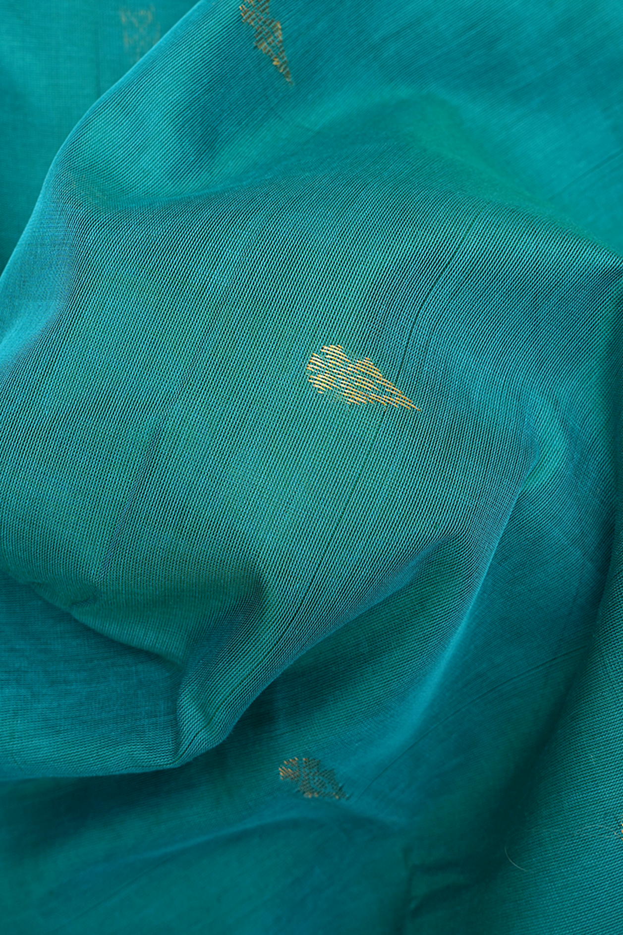 Zari Buttas Turkish Blue Traditional Silk Cotton Saree