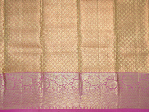 Zari Buttas Yellow Tissue Unstitched Pavadai Sattai Material