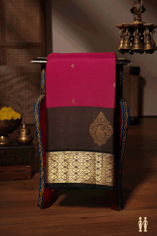 Zari Buttis Crimson Red Kanchipuram Silk Saree