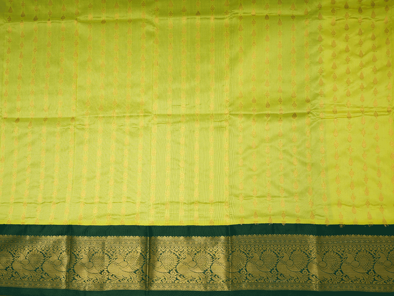 Zari Buttis Lime Green Kanchipuram Pavadai Sattai Material