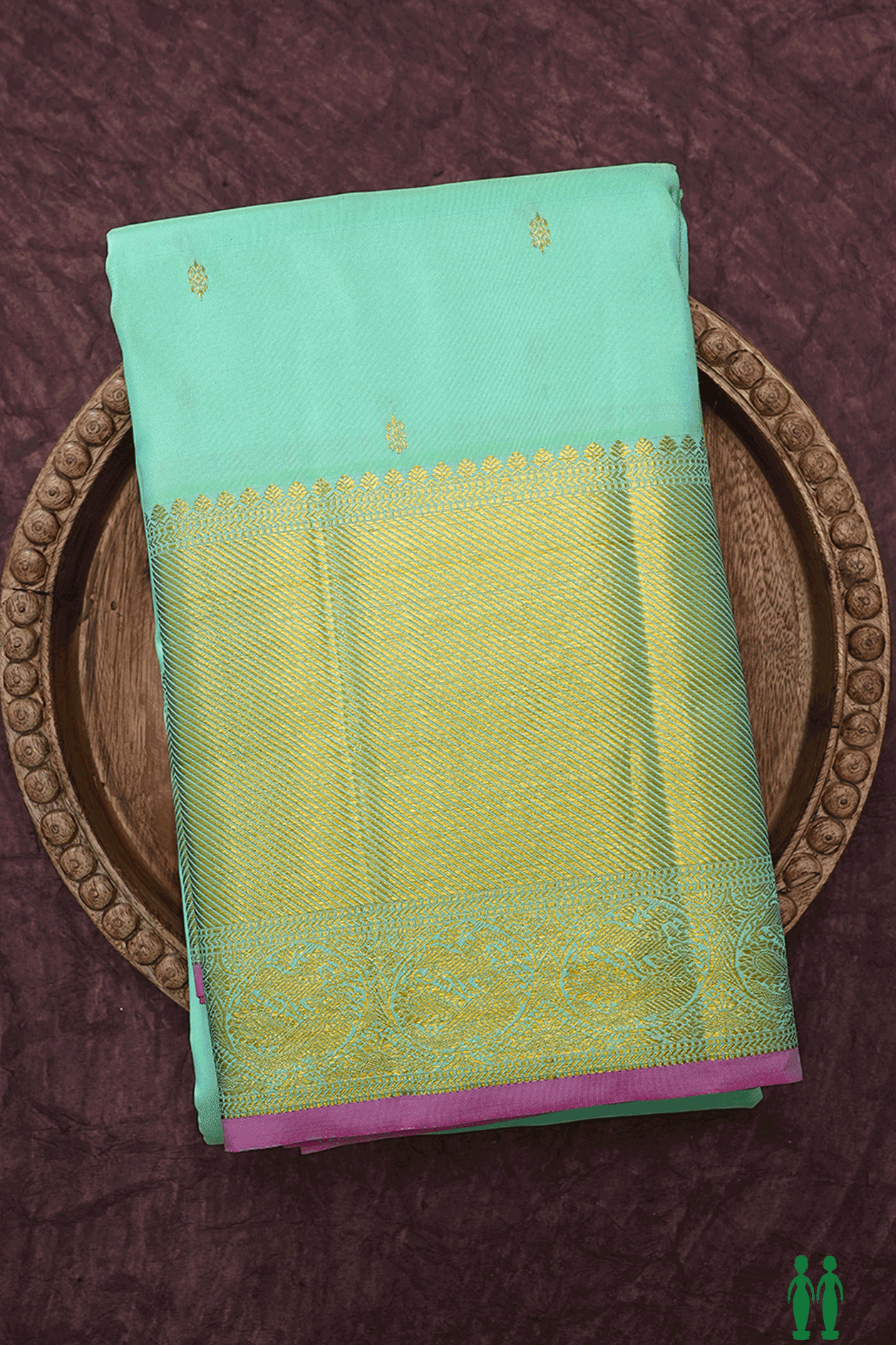 Zari Buttis Mint Green Kanchipuram Silk Saree