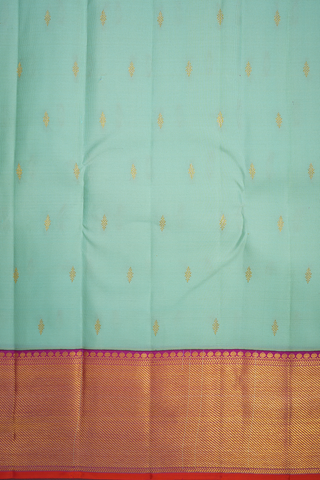 Zari Buttis Sage Cream Green Kanchipuram Silk Saree