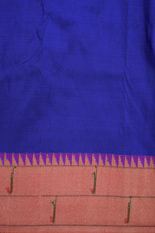 Zari Checked Design Royal Blue Paithani Silk Saree