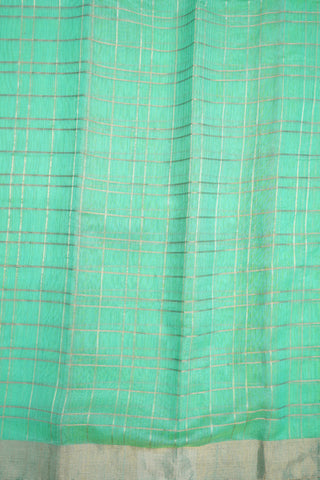 Zari Checked Mint Green Kora Silk Cotton Saree