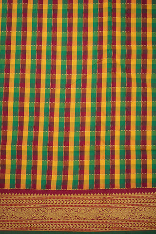 Zari Checked Multicolor Kalyani Cotton Saree