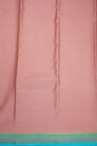 Zari Checked Peach Pink Mysore Silk Saree
