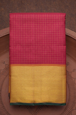 Zari Checked Ruby Red Kanchipuram Silk Saree