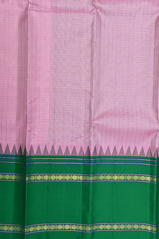 Zari Checks Design Pastel Pink Kanchipuram Silk Saree